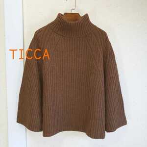  beautiful *TICCAtika alpaca . wool knitted poncho sweater (F/ one size ) Brown tea color 