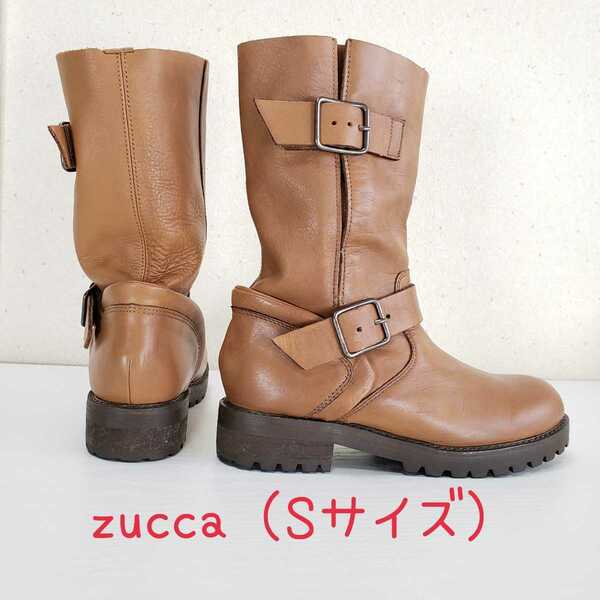 美品◆zucca ズッカ 牛革レザー エンジニアブーツ ショートブーツ(Sサイズ/22.5～23.0cm位)ブラウン 明るい茶色