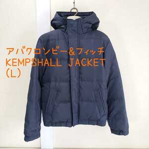 美品◆Abercrombie&Fitch アバクロンビー&フィッチ KEMPSHALL JACKET フード付 ダウンジャケット ダウンパーカーメンズ(L)ネイビー 紺