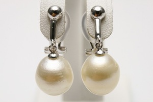  south . White Butterfly pearl pearl clip type bla earrings 10mm white color silver made 