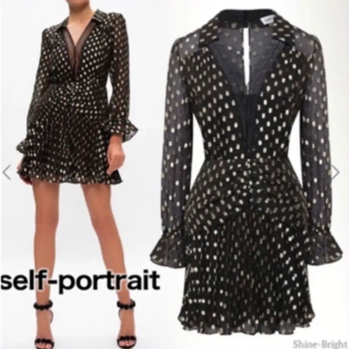 値下げ】self portrait 黒のドットワンピース braziliancar.com.br