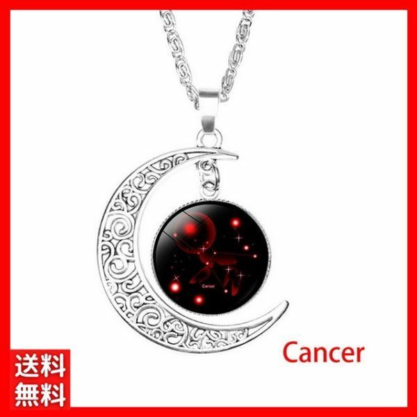 ネックレス シルバー チェーン 月 ムーン 12星座 蟹座 かに座 キャンサー CANCER レディース 韓国 三日月 ペンダント #C1157-1