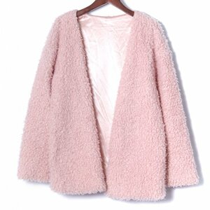  As Know As no color boa jacket coat outer M size corresponding lady's * size pink AS KNOW AS