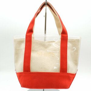  Ships clear tote bag canvas pouch attaching handbag brand bag orange ×kinali lady's beige SHIPS