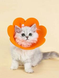 【新品】犬猫　エリザベスカラー　フラワーデザイン　オレンジ　ソフトタイプ