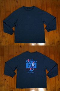 ☆色落ち有☆レイジブルー☆RAGEBLUE☆『スクールゾーン』両面プリント コットン 長袖Ｔシャツ　L 濃紺