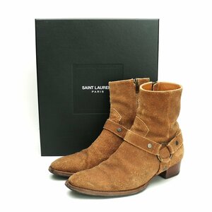 SAINT LAURENT PARIS スウェードリング ヒールブーツ 40 ブラウン サンローランパリ BOOTS