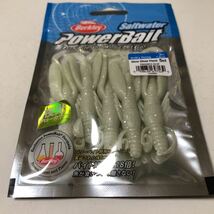 未使用　バークレイ Berkley ソルトウォーター　saltwater パワーベイト　Power bait 3in 7.6cm Glow silver Fleck 5ct クロー　ワーム_画像1