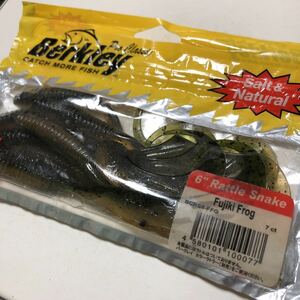 未使用　バークレイ　Berkley ソルト＆ナチュラル　6 Rattle Snake Fujiki Frog 7ct ワーム　グラブ