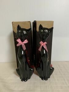 CAT BRUSHキャットブラシ2個まとめセット/昭和レトロ/黒猫/箱破れ/置物インテリア/部品取り用/USED/接着剤の補修跡等経年/箱難