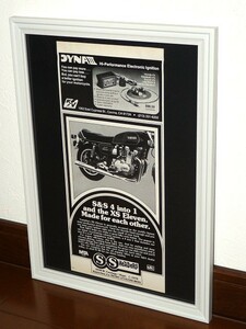 1978年 USA 70s 洋書雑誌広告 額装品 S&S + DYNAⅢ (A4サイズ) / 検索用 Yamaha XS Eleven ヤマハ XS1100 店舗 ガレージ 看板 装飾