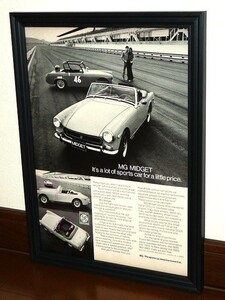 1972年 USA 70s 洋書雑誌広告 額装品 MG Midget ミジェット ミゼット (A4size) / 検索用 店舗 ガレージ 看板 ディスプレイ 装飾 サイン