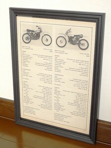 1978年 USA 洋書雑誌記事 諸元 スペック 額装品 Yamaha ヤマハ YZ100 + Suzuki RM100 スズキ (A4)/検索用 店舗 ガレージ 看板 ディスプレイ