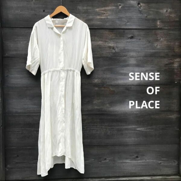 SENSE OF PLACE インナー付　シャツワンピース 前開きワンピース 半袖