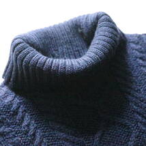Guernsey WOOLEN Turtle neck knit 38size NAVY フィッシャーマン タートルネック ニット_画像5