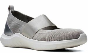 Clarks 24cm light weight Loafer Flat ballet light gray strap slip-on shoes soft sole heel sneakers pumps RRR77