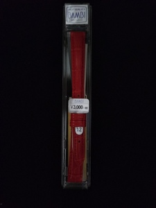 バンビ　腕時計バンド　12mm　(牛革型押し）赤　BK009R-I