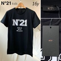 新品 2022AW N°21 ヌメロ ヴェントゥーノ キッズ ボーイズ ロゴ Tシャツ 16y 大人にも レディース N21 黒 ブラック_画像1