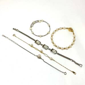 ［アコヤ本真珠ブレスレット5点おまとめ］重量約39.1g 約5.0~7.0mm 真珠 あこや チェーン pearl bracelet シルバー silver DA0 jの画像3