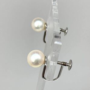 ［K14WGアコヤ本真珠イヤリング］◎重量約1.5g 約7.0mm珠 パール pearl earring pierce アクセサリー accessory 14金 ゴールド gold DC0 jの画像4