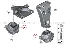 BMW F30 F31 F34 LCI 328i F32 F36 LCI 428i エンジンマウント 左右セット 22116862549 22116855456 新品 2013年9月以降 純正OEM品_画像2