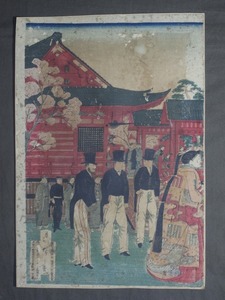 歌川廣重（三代）画『東京名所之内浅草金龍寺』木版画 / 浮世絵明治十一年