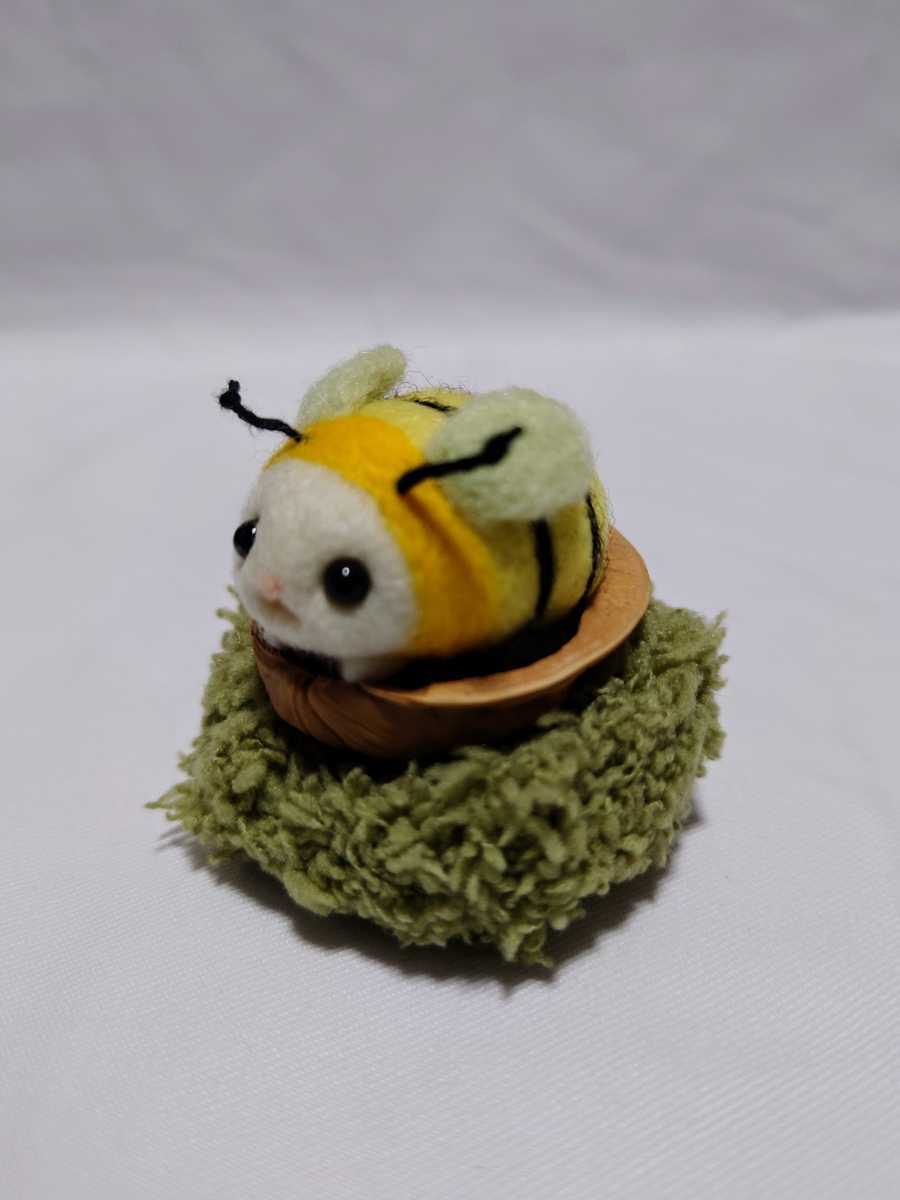 新品 ☆muku☆ Ham-chan Kigurumi 蜜蜂手工羊毛毡泰迪熊娃娃毛绒玩具, 玩具, 游戏, 毛绒玩具, 羊毛毡