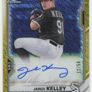 【Jared Kelley】2021 Bowman Chrome Prospects 1st Bowman Auto Gold Shimmer Refractor 直書き 直筆サインカード ゴールドリフ 50枚限定の画像1