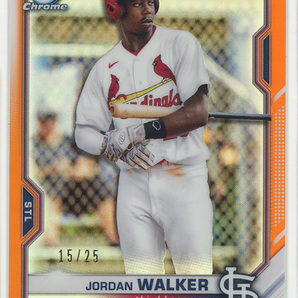 【Jordan Walker】2021 Bowman Chrome Prospect Orange Refractor オレンジリフラクター 25枚限定の画像1