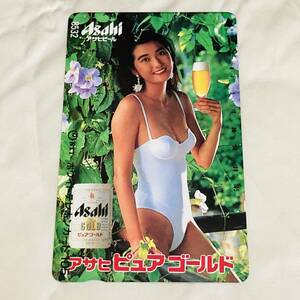 SK【未使用】 青木美津子 【テレカ】 asahi アサヒビール　ピュアゴールド　水着　セクシー テレホンカード 50度数