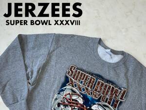 ☆送料無料☆ JERZEES ジャージーズ USA直輸入 古着 00’s NFL SUPER BOWL XXXVⅢ スーパーボウル スウェット トレーナー 裏起毛 メンズ L