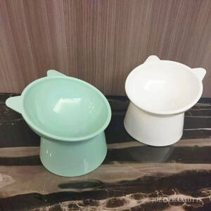 [ white + green ] high capacity cat dog hood bowl pet tableware bite bait inserting watering bait plate 