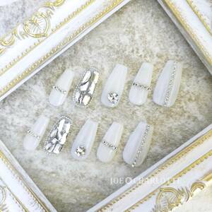 No.09 XS gel artificial nails biju- chain Stone ... comb white 