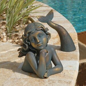 メリッサという名前の海のの精霊 人魚 マーメイド彫像 ガーデン彫刻置物 プール(輸入品