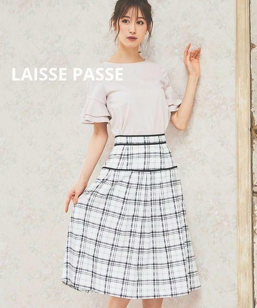 レッセパッセ　シアーチェック切替タックスカート　LAISSE PASSE