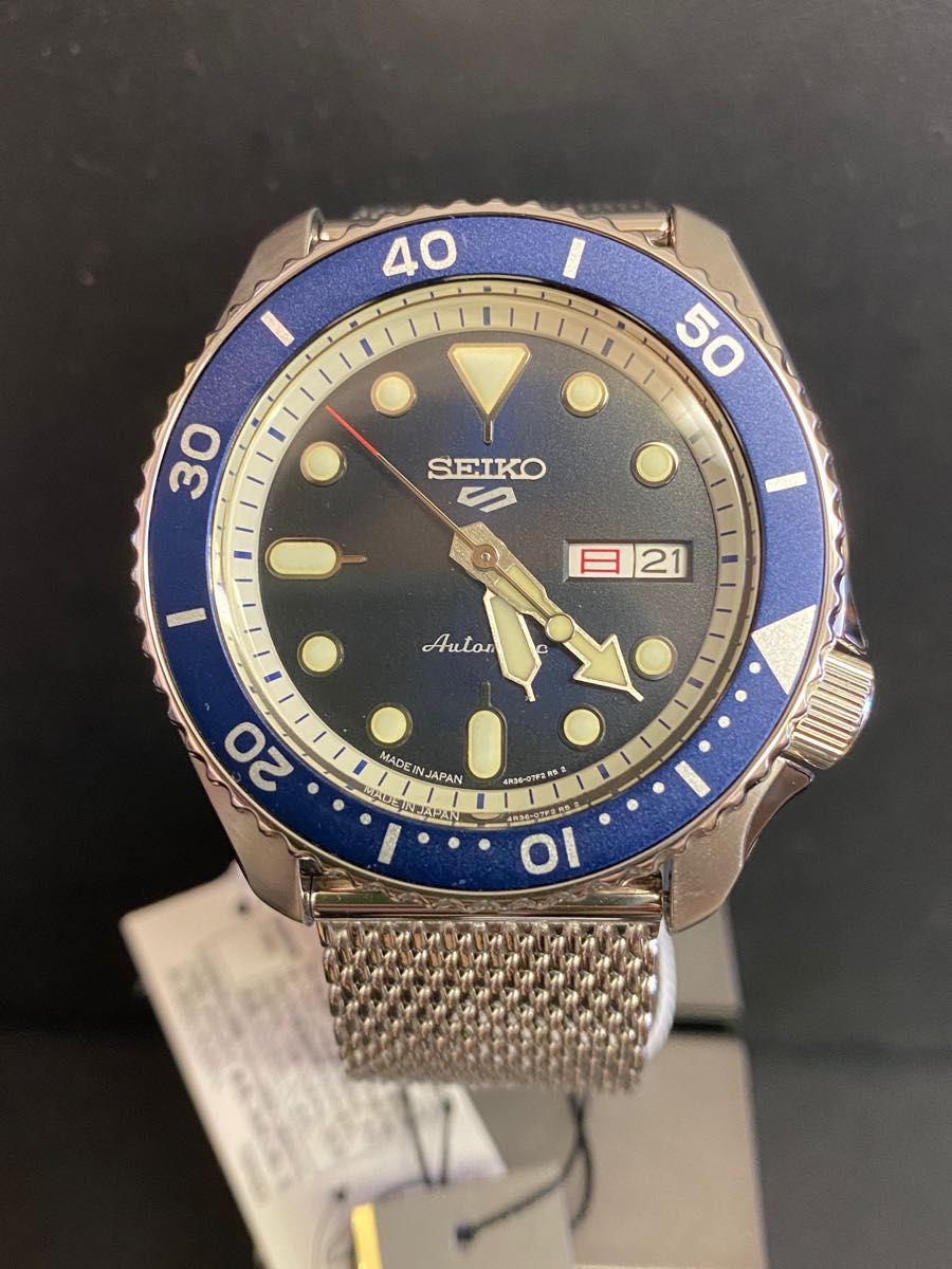 人気ブランドを 新品 セイコー ファイブスポーツ ネイビーベゼル