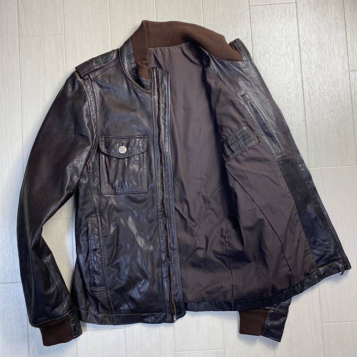 GINGER掲載商品】 ジャケット ライダース M-65 ラムレザー ベジ