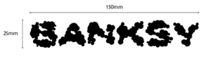 自作カッティングステッカー 精密 ステッカー ゆうたONE 氏 フォント「バンクシー / BANKSY ロゴ」150×25mm ネコポス対応 同梱可[S-351]