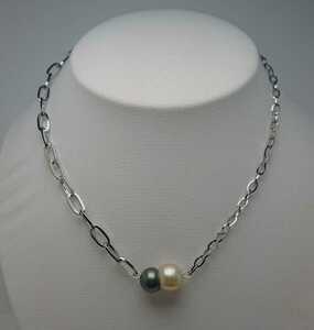 真珠専科 色テリ巻良 大珠 南洋真珠 マルチカラーデザインネックレス