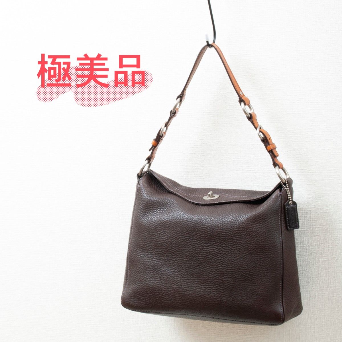 極美品】COACH ブーティ ショートブーツ シグネチャー ターンロック 黒