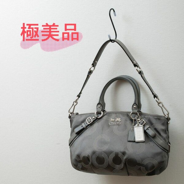 【極美品】COACH(コーチ) マディソン オプアート ソフィア 2way ハンドバッグ グレー 15935 レディース 中古