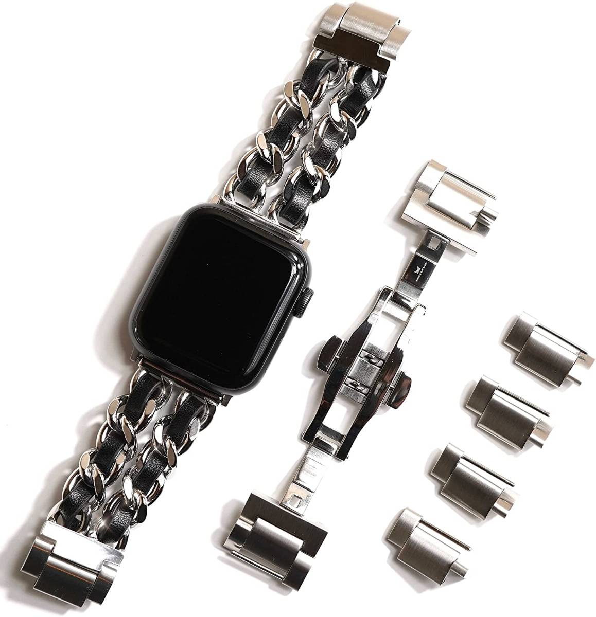 Royce&Roland Apple Watch ステンレス チェーン 本革レザー ベルト