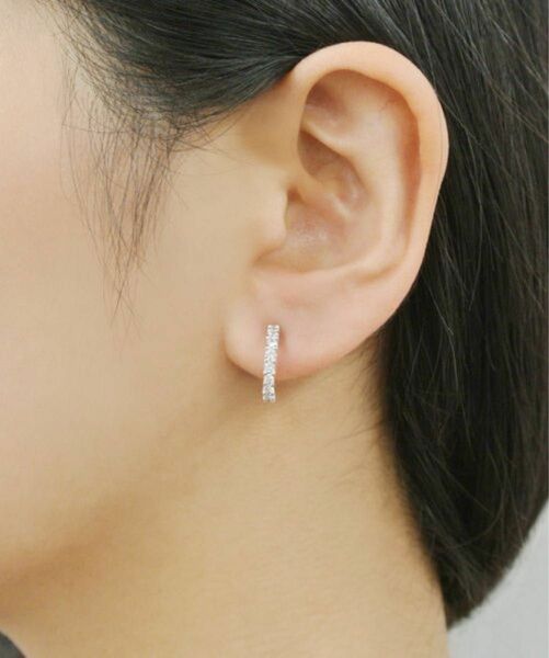 新品　10mm ピアス　シルバー　ジルコニア　フープ　zirconia