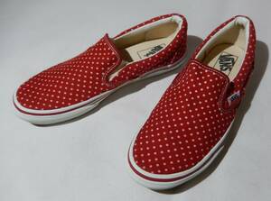 VANS V98 86022 バンズ スリッポン 赤水玉 US7 (約24cm)★Mw1570