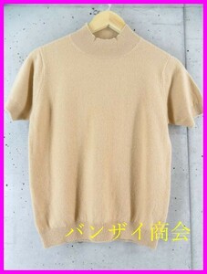 5280m42◆良品です◆カシミヤ100％◆DELIZIA ハイネック 半袖カシミヤニットセーター M/カーディガン/ゴルフ/レディース/女性/婦人