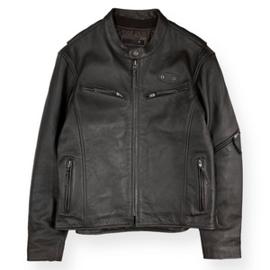 LIUGOO LEATHERS BLACK LABEL リューグーレザーズ ブラックレーベル 牛革 シングル ライダース ジャケット ライナー付 3L ダークブラウン