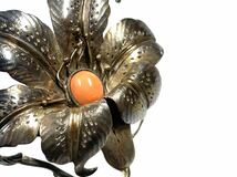 純銀製 花モチーフ 珊瑚付き 簪 かんざし 和装小物_画像4