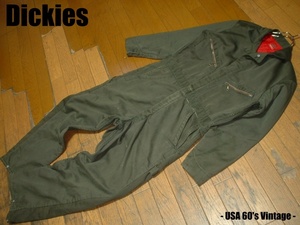 お宝60sビンテージ中綿入りDickiesオールインワン繋ぎツナギM(38-40)防寒スーツ正規ディッキーズUSAビンテージワークスーツオーバーオール