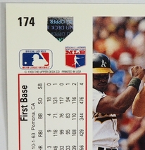 Upper Deck 1991 #174【Mark McGwire(Athletics)】91年MLBメジャーリーグ野球カードBaseball CARDアッパーデック ベースボール【送料込】_画像3