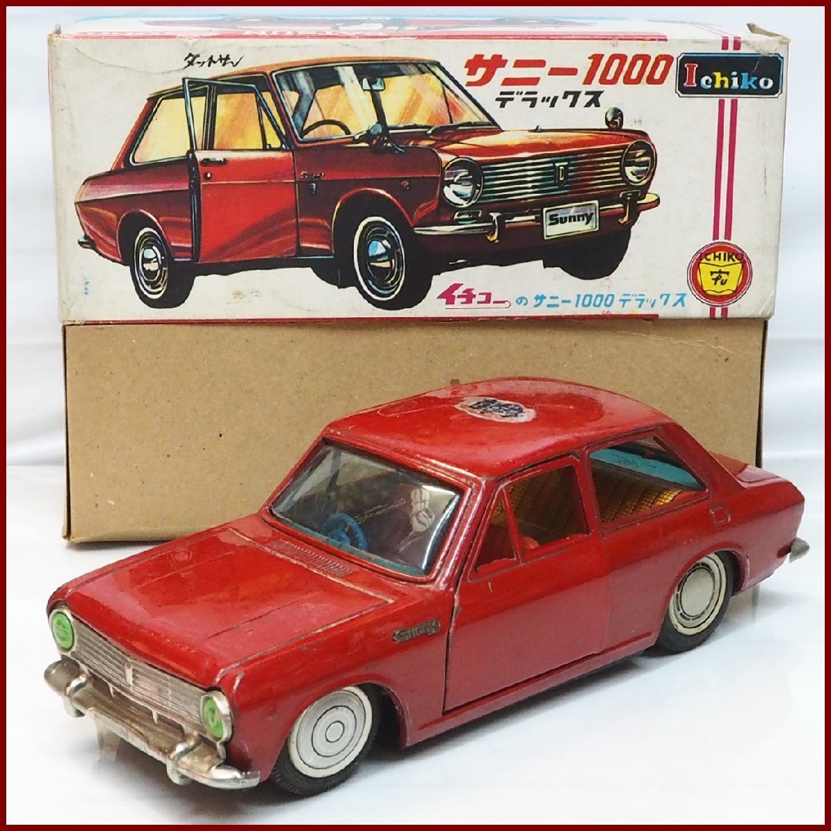 詰替え イチコー日産バイオレットHT 1600 SSS 赤tinブリキtoy car箱付